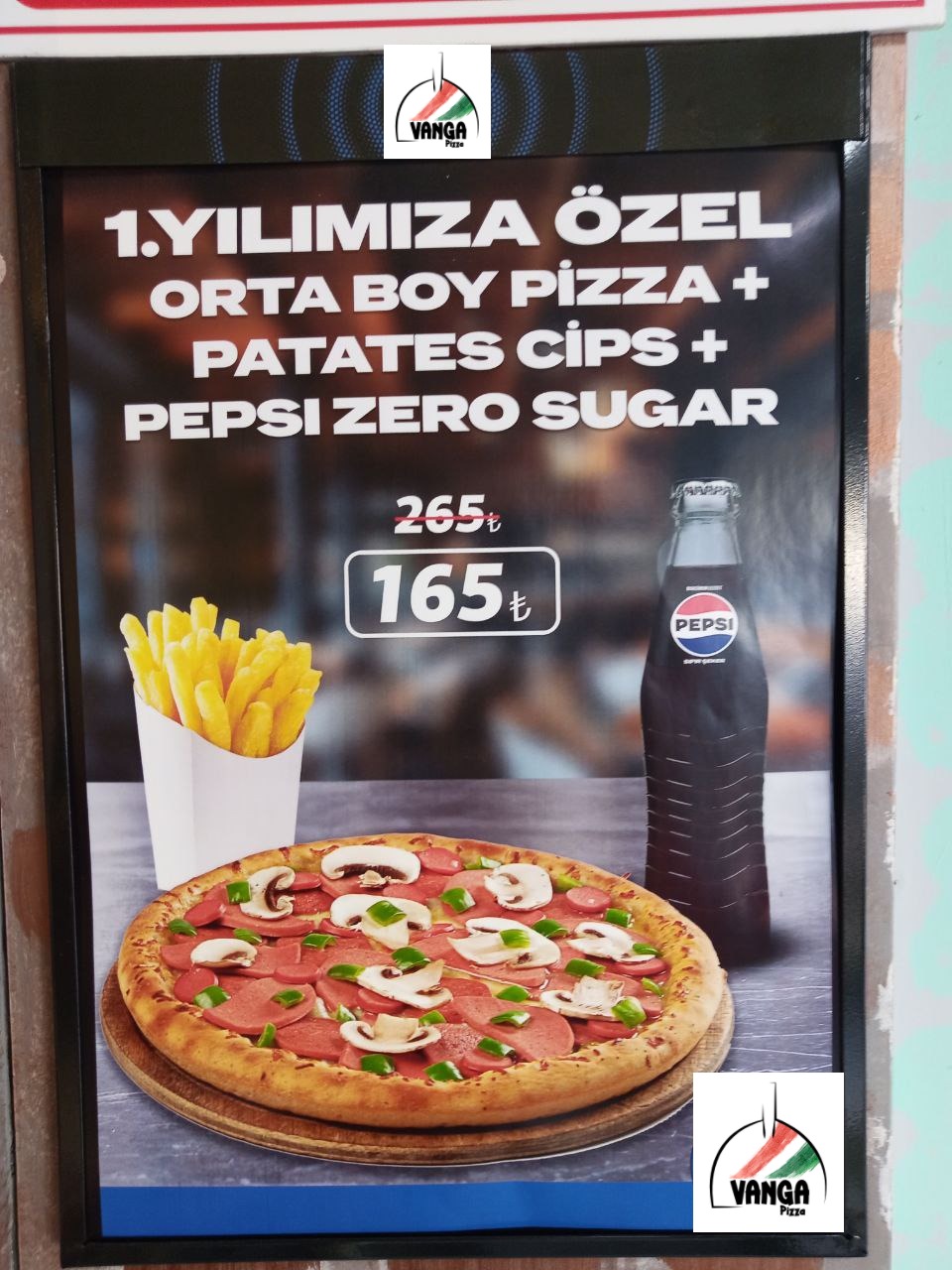 1. Yılımıza Özel Kampanya - Orta Boy Pizza + Patates + Kola 165 TL